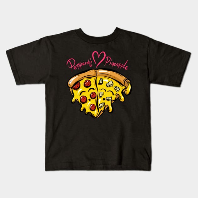 Pineapple Loves Pepperonic Pizza Slices Kids T-Shirt by Squeeb Creative